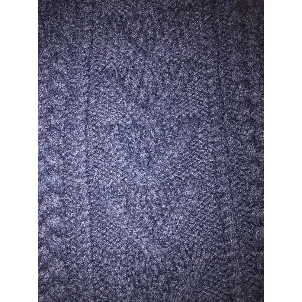 Jcrew Sweater Vest Mens Size L Blue Cable Knit Merino Wool Fisherman Preppy